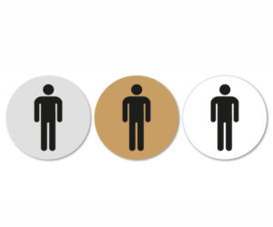 Gents Symbol Toilet Door Notice. 75mm Diameter