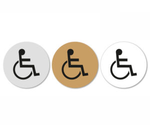 Disabled Toilet Symbol Door Notice. 75mm Diameter