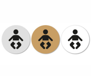 Baby Changing Symbol Toilet Door Notice. 75mm Diameter