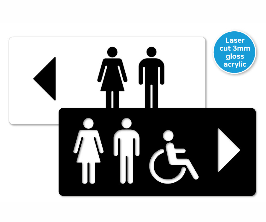 atlas custom directional toilet sign