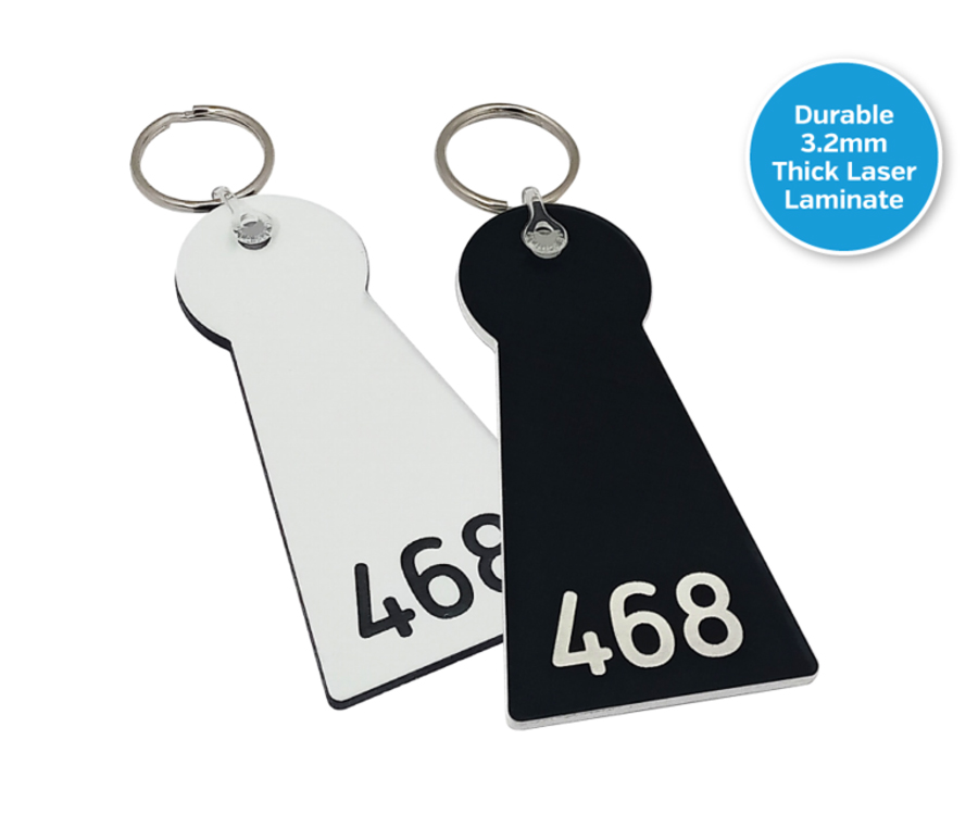 Number Only Engraved Key Hole Shape Key Fobs - 90x46mm