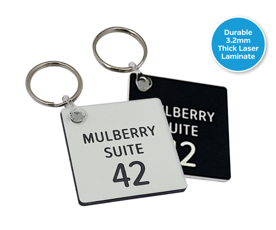 Number & Text Engraved Key Fobs - 45x45mm