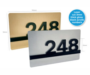 Premium Acrylic Door Numbers with Metal Back Plates. 150x90mm