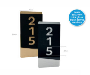 Premium Acrylic Door Numbers with Metal Back Plates. 75x150mm