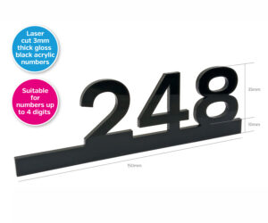 Premium Laser Cut Acrylic Door Numbers. 150x45mm
