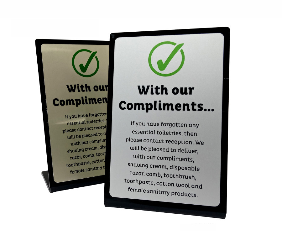 with our compliments guest notices