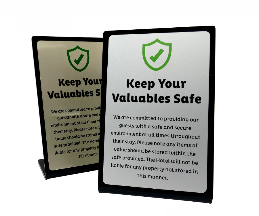 valuables safe guest notices