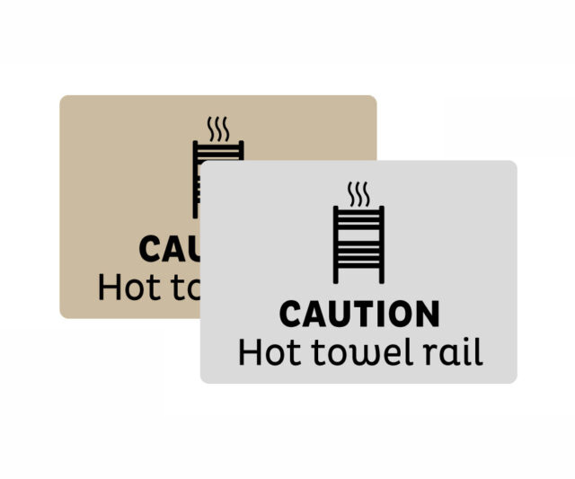 caution hot towel rail notice