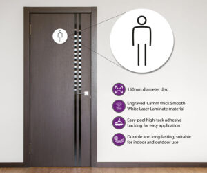 gents 150mm toilet door symbol white