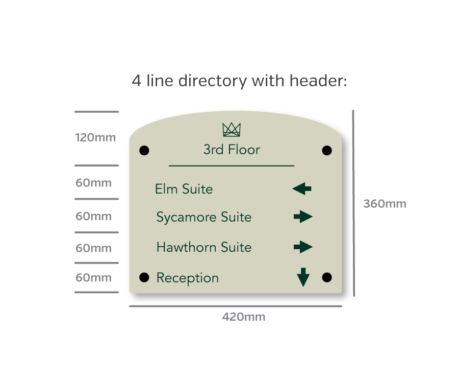 curved top acrylic floor directory