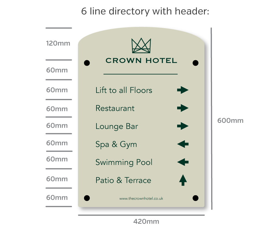 curved top acrylic floor directory