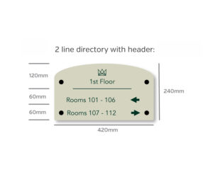 Full Colour Curved Top Room Directory - 2 Line Directory with Header