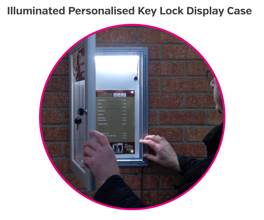illuminated personalised key lock display case