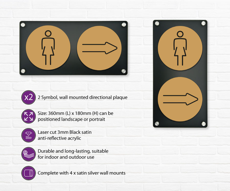 ladies 2 up directional plaque gold