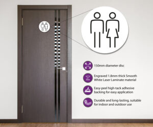 ladies gents 150mm toilet door symbol white