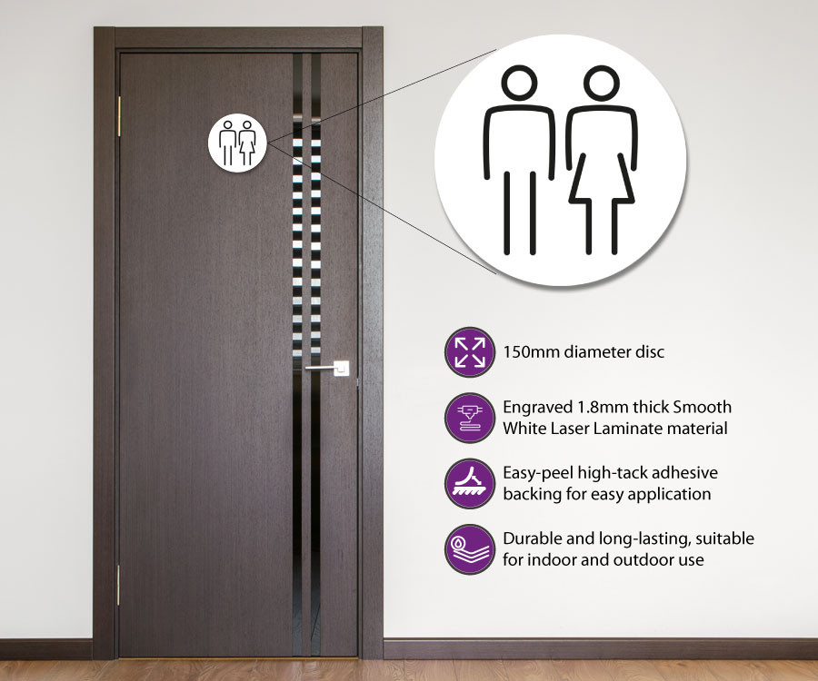 ladies gents 150mm toilet door symbol white