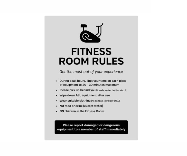 Fitness Room Rules Notice - Image 2