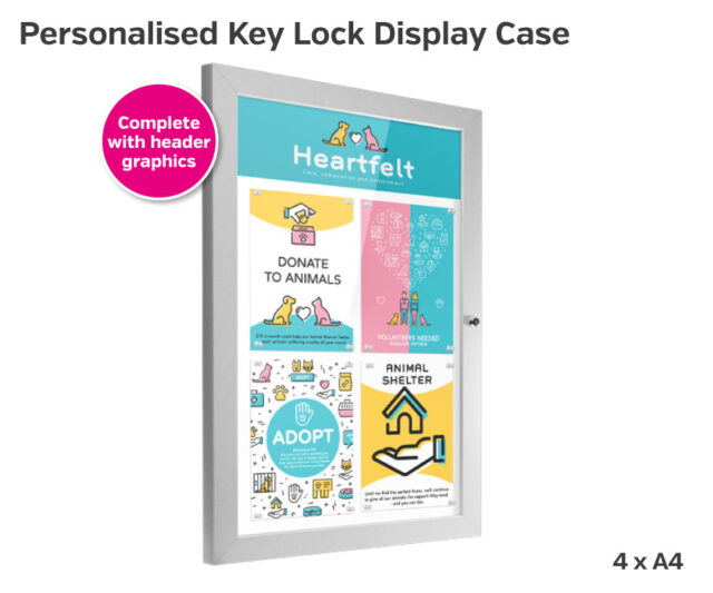 Interlock Display Box Wall Mounted Lockable Poster/Menu Display Case with Header