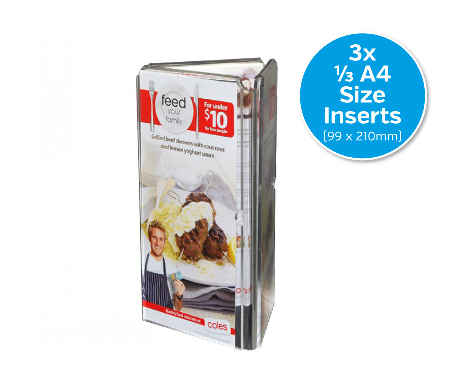 1/3 A4 Clear Acrylic Three Sided Menu Holder - Image 2