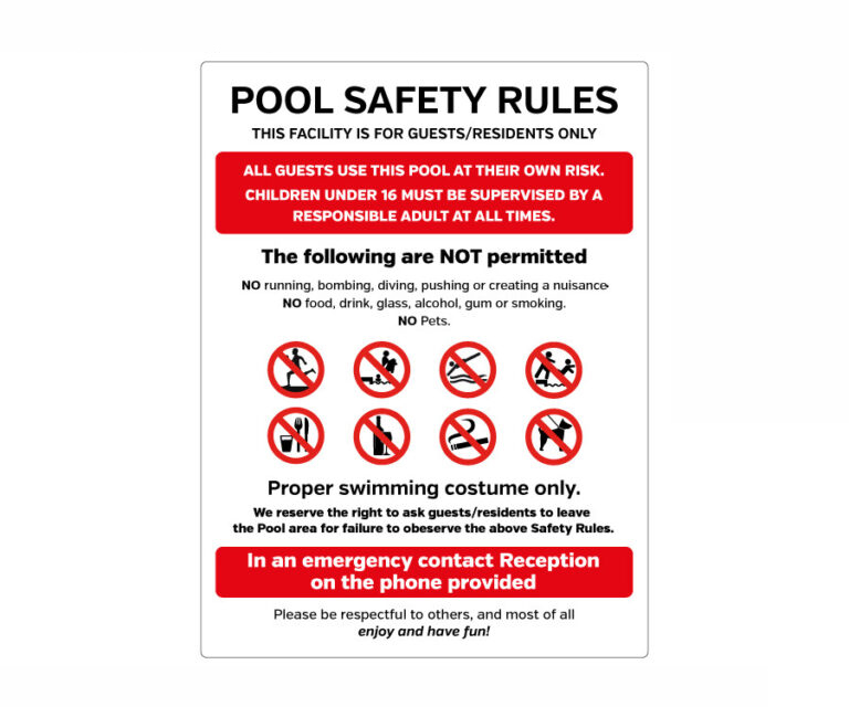 pool rules residents guests