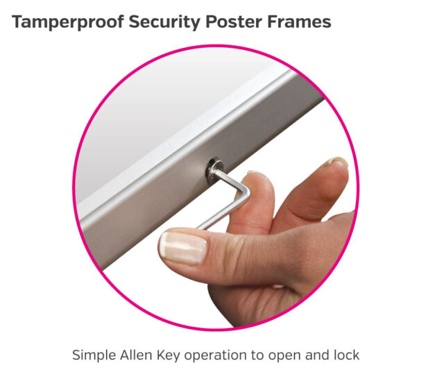 Silver 32mm Lockable Poster Display Snap Frame
