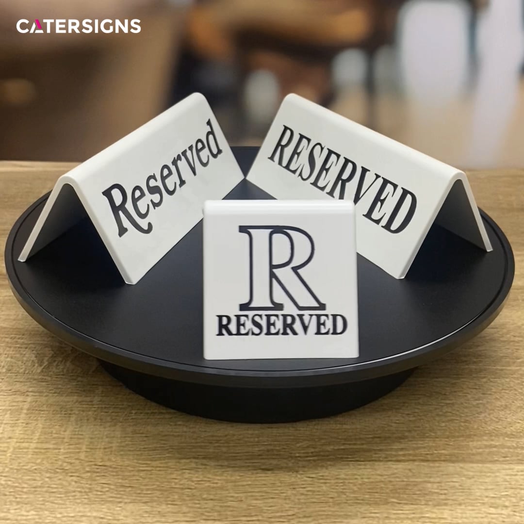 Black on White Reserved Table Tent Notices