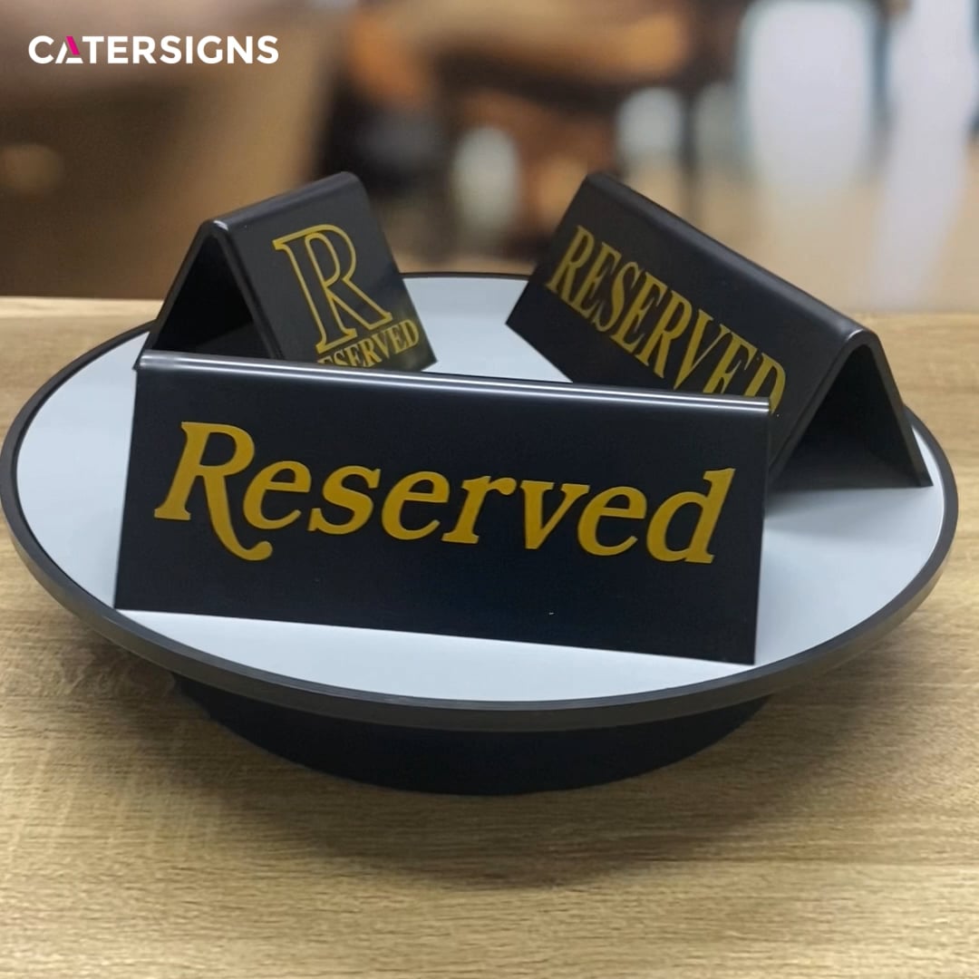 Gold on Black Reserved Table Tent Notices