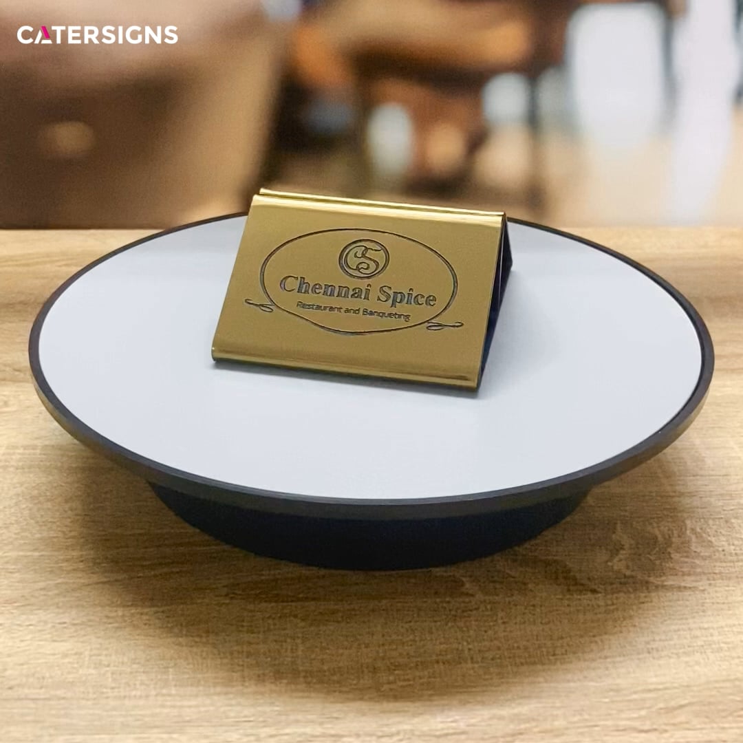 Branded Laser Engraved Menu Holder - Gold