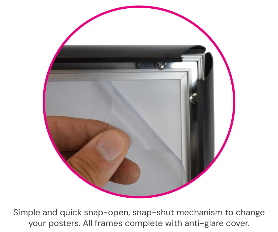 15mm Profile Silver Snap Frame - Easy Snap Open Snap Shut Menchanism