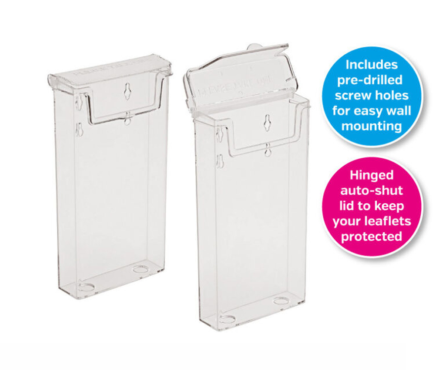 Exterior 1/3 A4 Wall Mounted Leaflet Dispenser with Lid