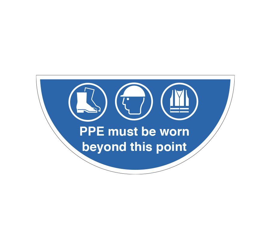 PPE Must Be Worn Beyond This Point Door Openings Floor Graphic