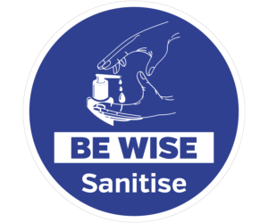 Be wise sanitise floor and wall graphic
