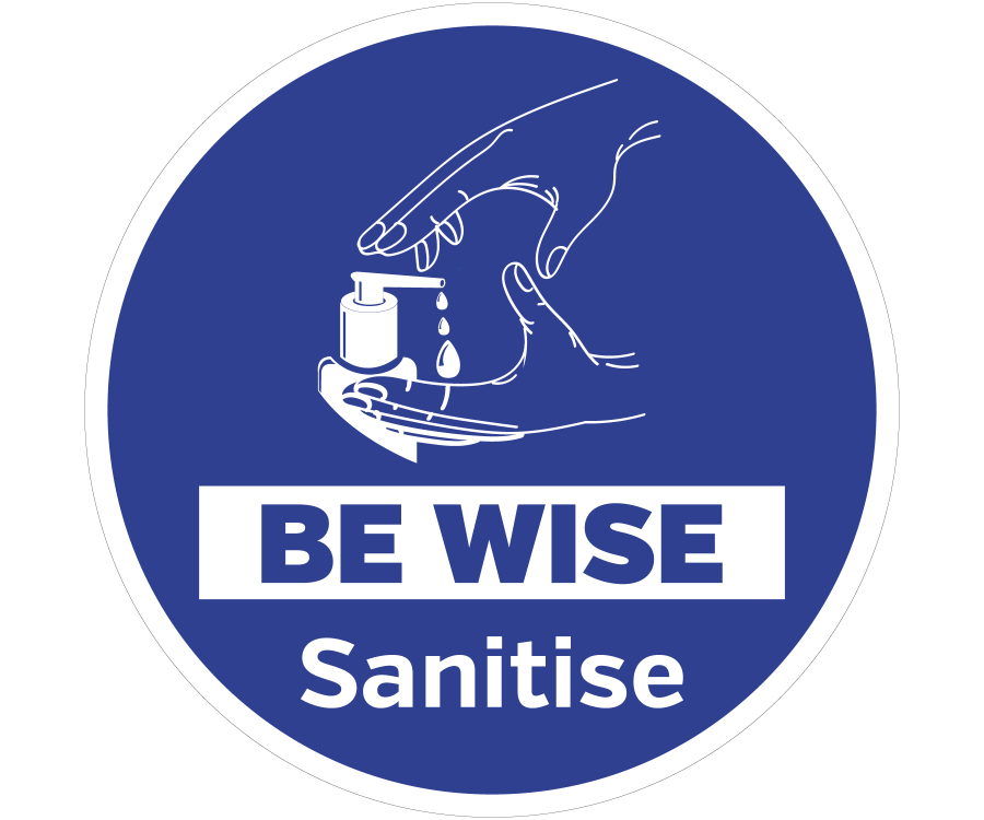 Be wise sanitise floor and wall graphic