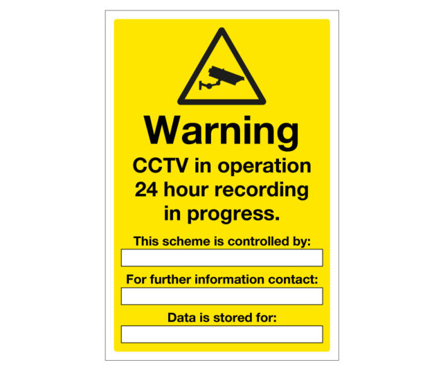 Warning 24 Hr Recording CCTV Controlled By Notice.