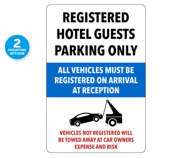 Registered Hotel Guests Parking Only Notice