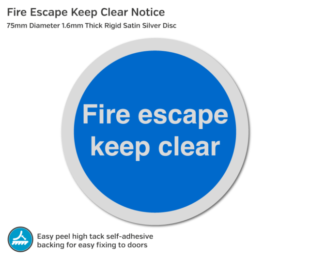 Fire Escape Keep Clear Notice - 75mm Disc
