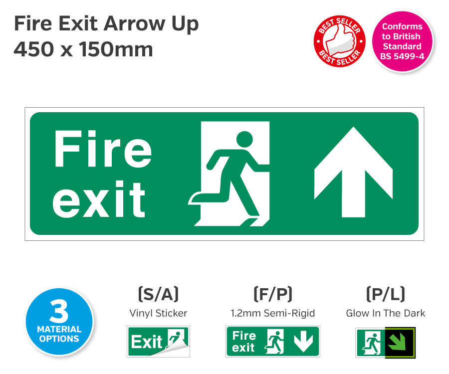 Fire Exit Man Arrow Up Sign