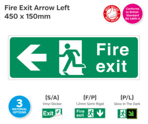 Fire Exit Man Arrow Left Sign