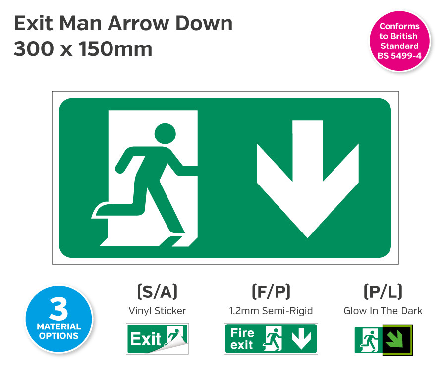 Exit Man Arrow Down Sign