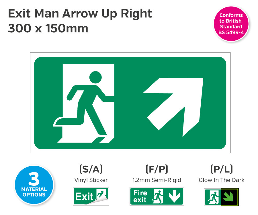 Exit Man Arrow Up Right Sign