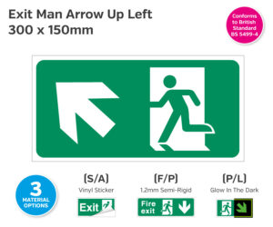 Exit Man Arrow Up Left Sign
