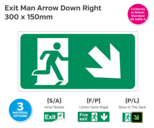 Exit Man Arrow Down Right Sign