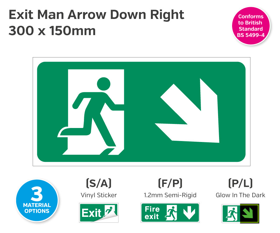 Exit Man Arrow Down Right Sign
