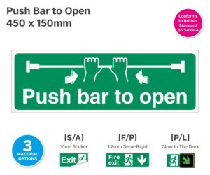 Emergency Escape Push Bar To Open 450 x 150mm