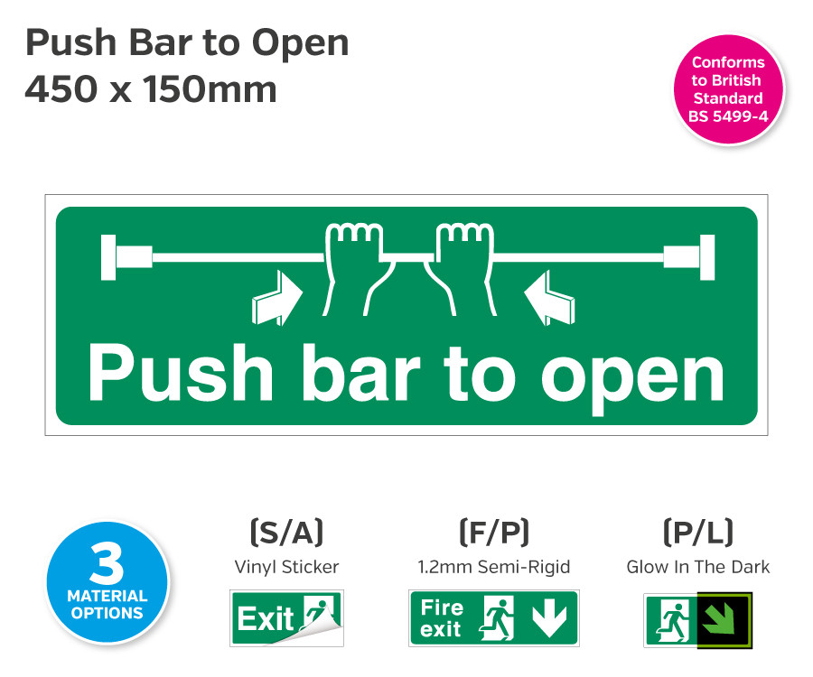 Emergency Escape Push Bar To Open 450 x 150mm
