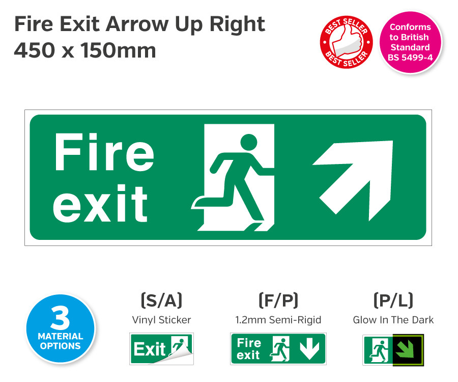 Fire Exit Man Arrow Up Right Sign