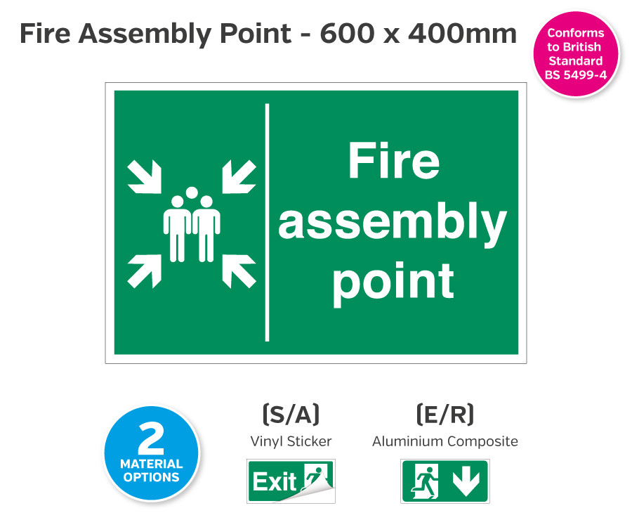 Wall Mounted Fire Assembly Point Sign - 600 x 400mm