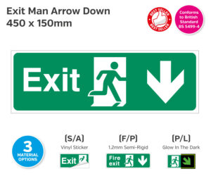 Exit Man Arrow Down Sign