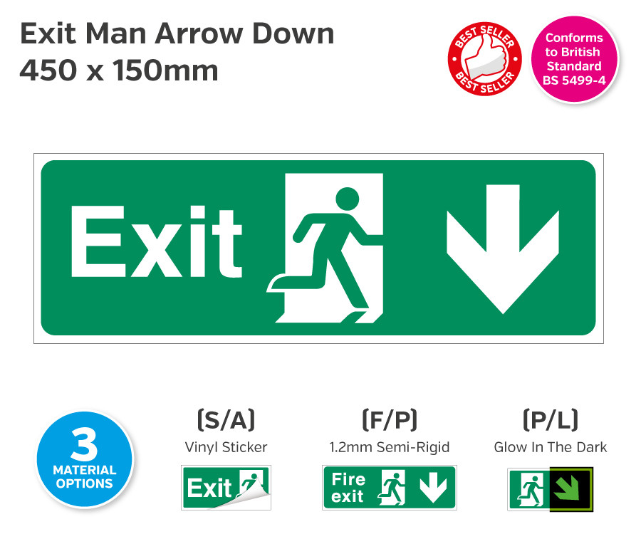 Exit Man Arrow Down Sign