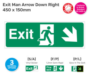 Exit Man Arrow Down Right Sign